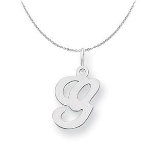 Silver, Sophia Collection, Small Script Initial G Necklace - 20 In